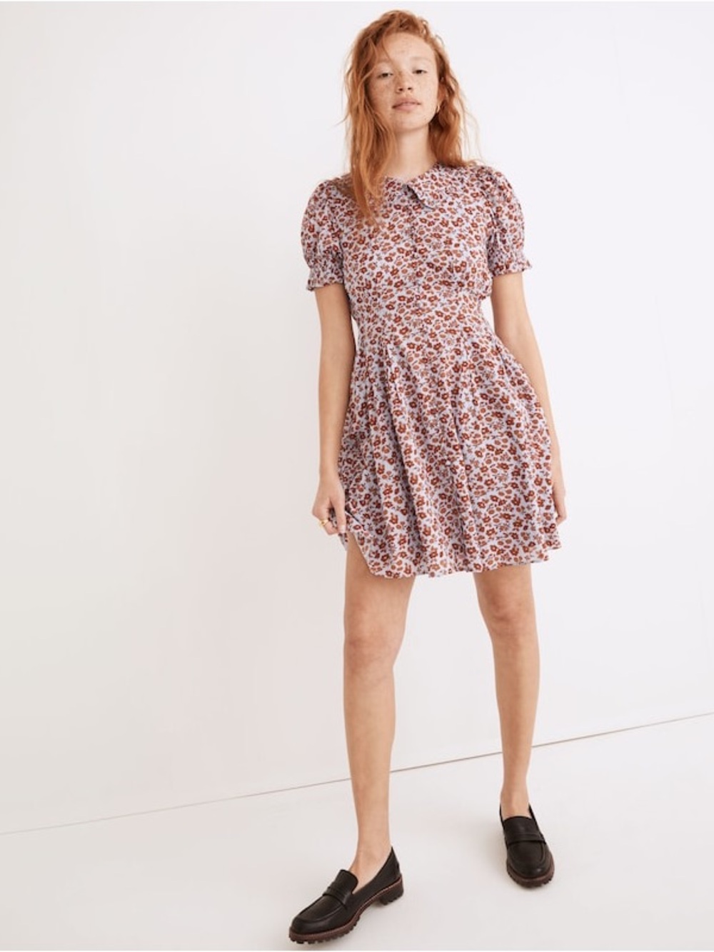 Madewell Collared Puff-Sleeve Mini Dress in Piccola Floral